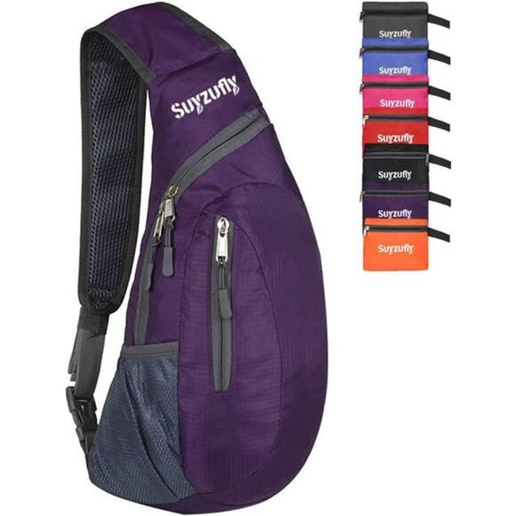 Men Women Foldable Sling Bags Purple - Picture 1 of 6